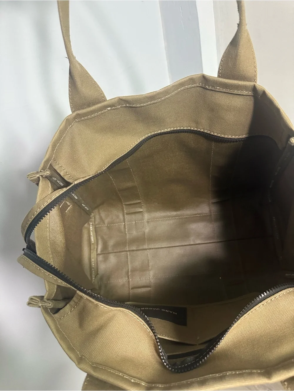 Marc Jacobs Olive Green Canvas Tote with White Logo